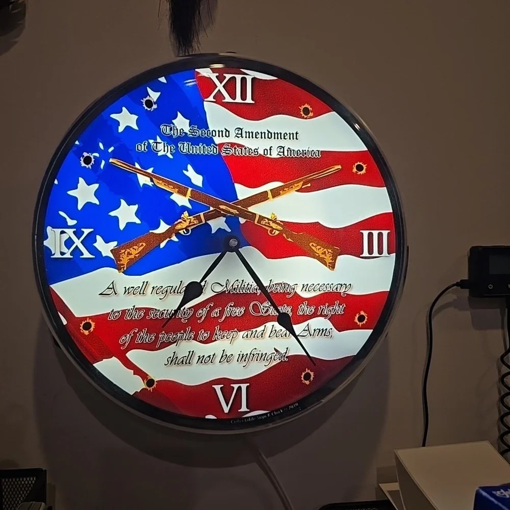 2nd Amendment Lighted Backlit LED Wall Clock